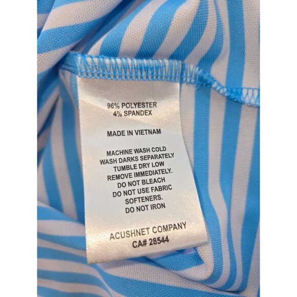 FootJoy FJ Mens Athletic Fit Blue Striped Golf Polo Medium - Picture 6 of 7